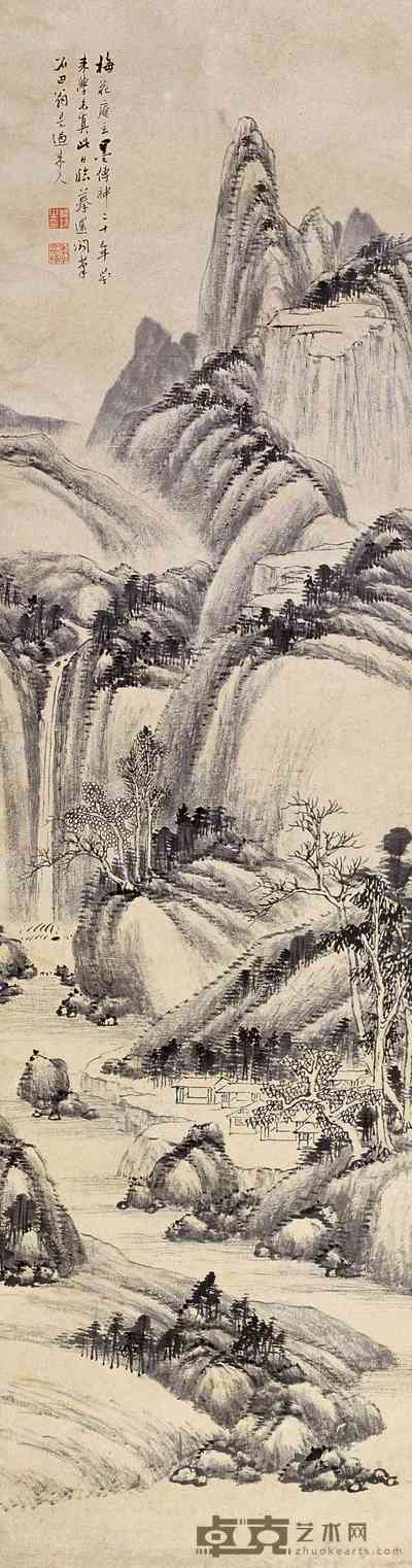 潘锦 水墨山水图 立轴 142×37.5cm